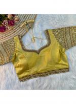 Italian Silk Gold Wedding Wear Embroidery Work Readymade Blouse